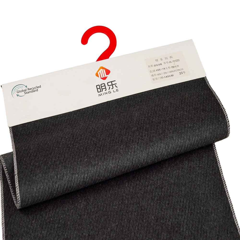 50% Lã, 5% Caxemira, 35% Poliéster, 10% Outros, Fibra 750G/M, Cinza Escuro +, Cinza Médio, Revestimento Dupla Face em Sarja, ML-1010202