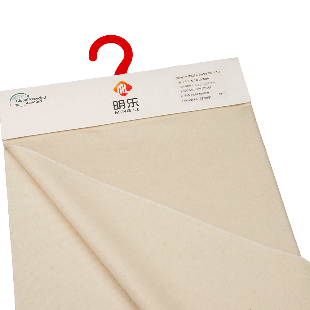 50% Lã, 40% Poliéster, 10% Outras Fibras, 680G/M, Bege, Revestimento de Lã Cristal de Face Única, ML-242-2050680