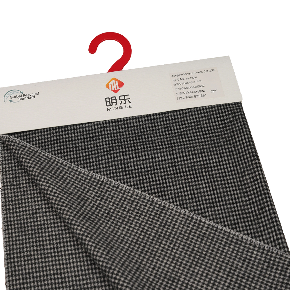 30% Lã, 60% Poliéster, 10% Outras Fibras, 610G/M, Preto e Branco, Tecido Xadrez de Face Única, ML-20001