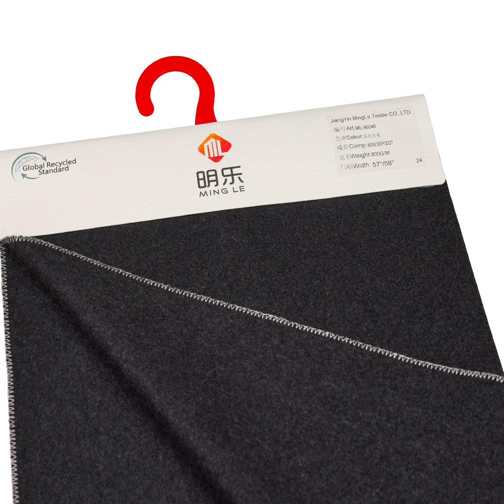 60% Lã, 30% Poliéster, 10% Outras Fibras, 800G/M, Cinza Escuro, Melton ML-90345