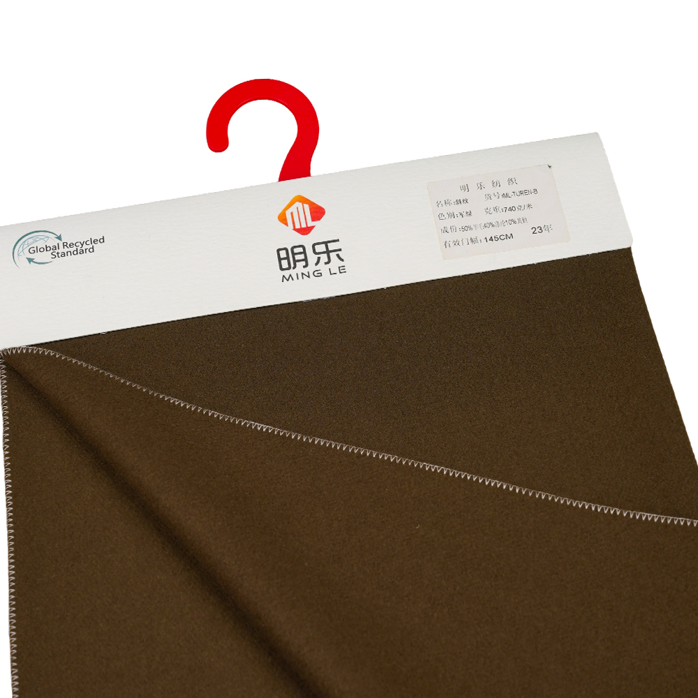 50% Lã, 40% Poliéster, 10% Outras Fibras, 740G/M, Verde Militar, Tecido Sarja Melton, ML-TUREN-B