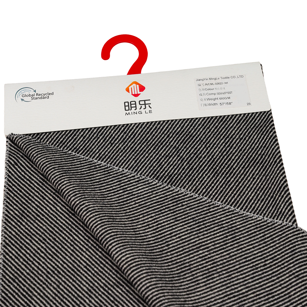 50% Lã, 40% Poliéster, 10% Outras Fibras, 680G/M, Preto e Branco, Tecido Sarja Melton, ML-S0622-141