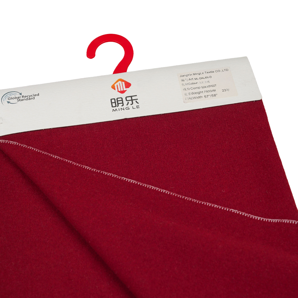 50% Lã, 40% Poliéster, 10% Outras Fibras, 750G/M, Vermelho Brilhante, Tecido de Pilha Vertical, ML-DALAN-D