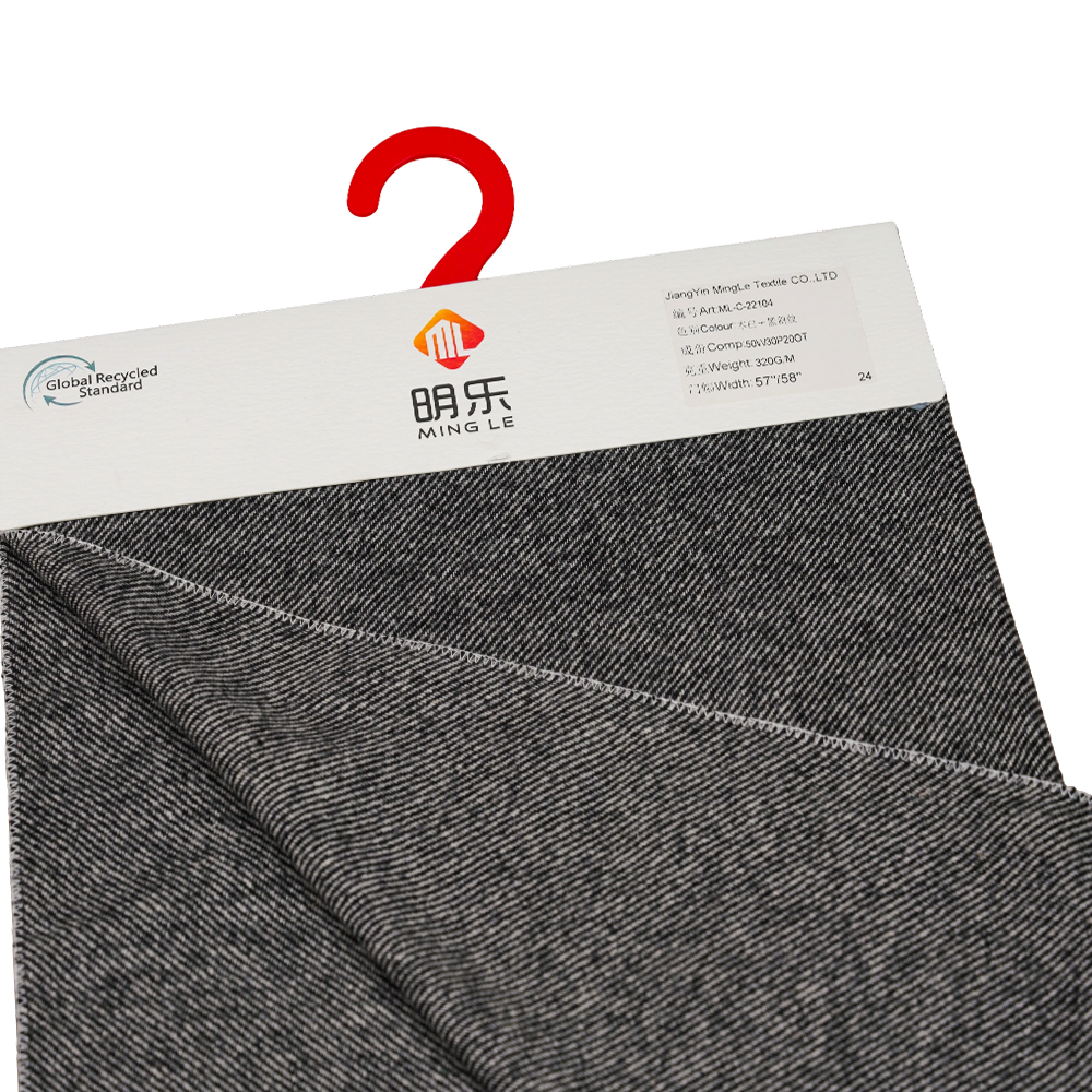 50% Lã, 30% Poliéster, 20% Outras Fibras, 320G/M, Branco Escuro + Preto, Tecido de Flanela Sarja, ML-C-22104