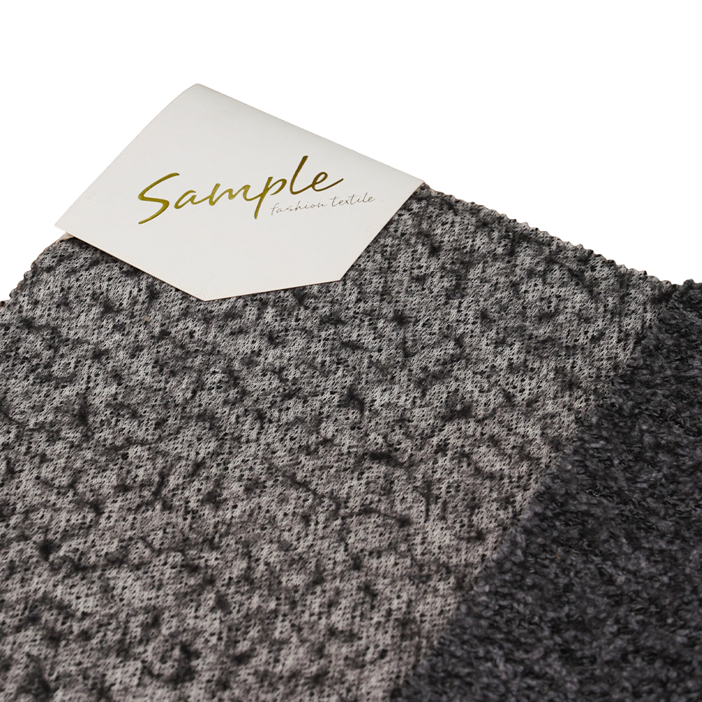 40% Lã, 60% Poliéster, 750G/M, Preto e Cinza, Tecido de Lã Malha Bali, ML-70165440-75