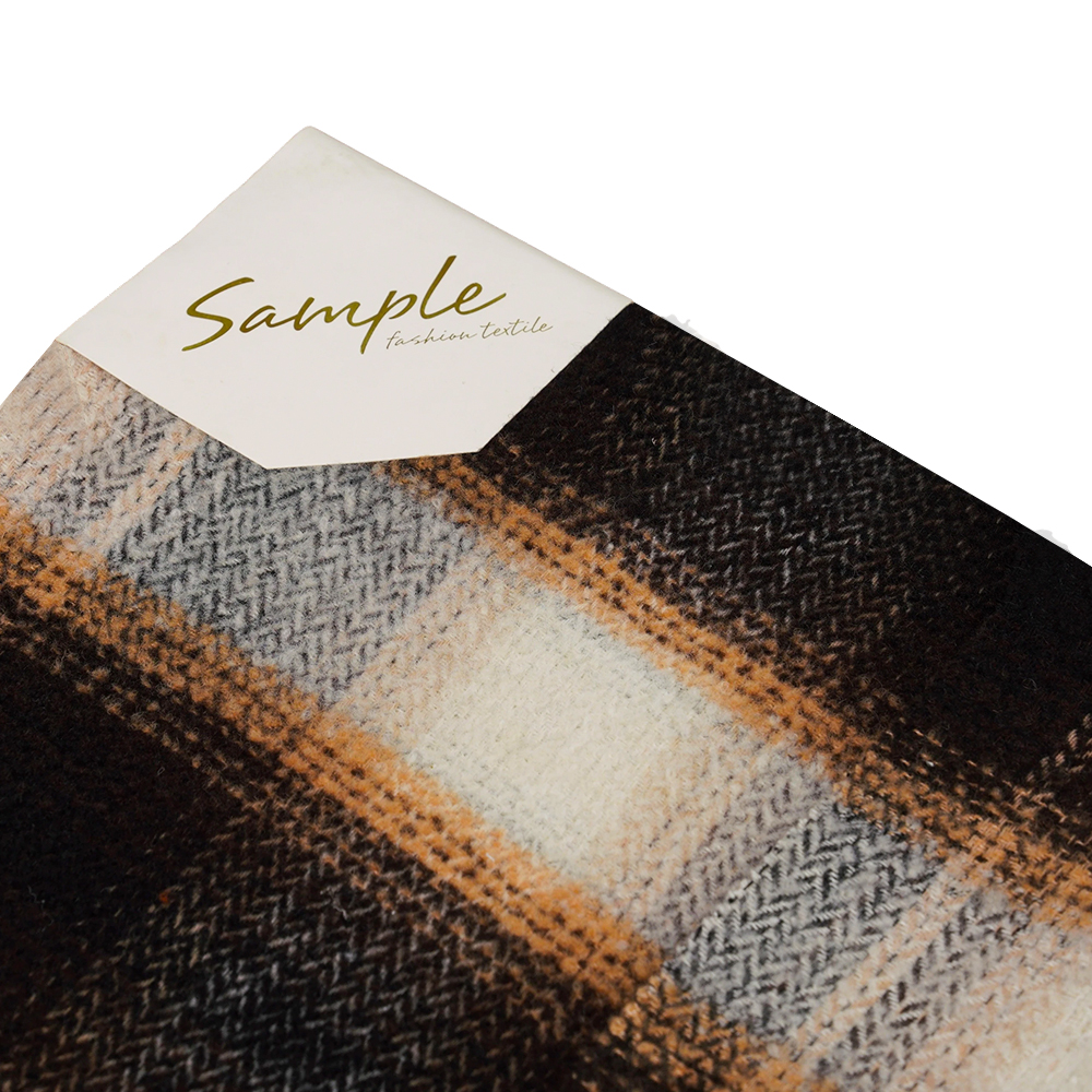 40% Lã, 60% Poliéster, 540G/M, Preto e Branco, Tecido Círculo Tweed, ML-8021071