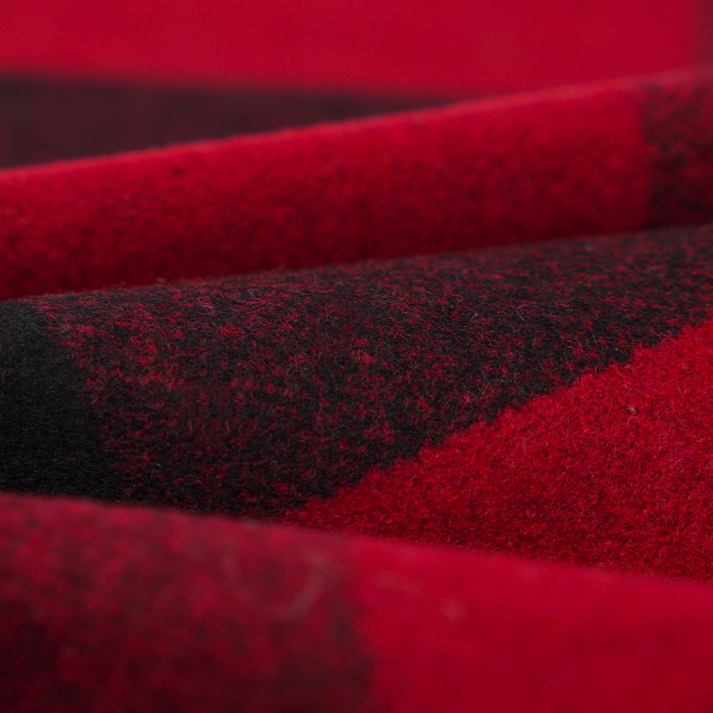 50% Lã, 40% Poliéster, 10% Outras Fibras, 760G/M, Xadrez Preto e Vermelho, Tecido Melton, ML-3010354