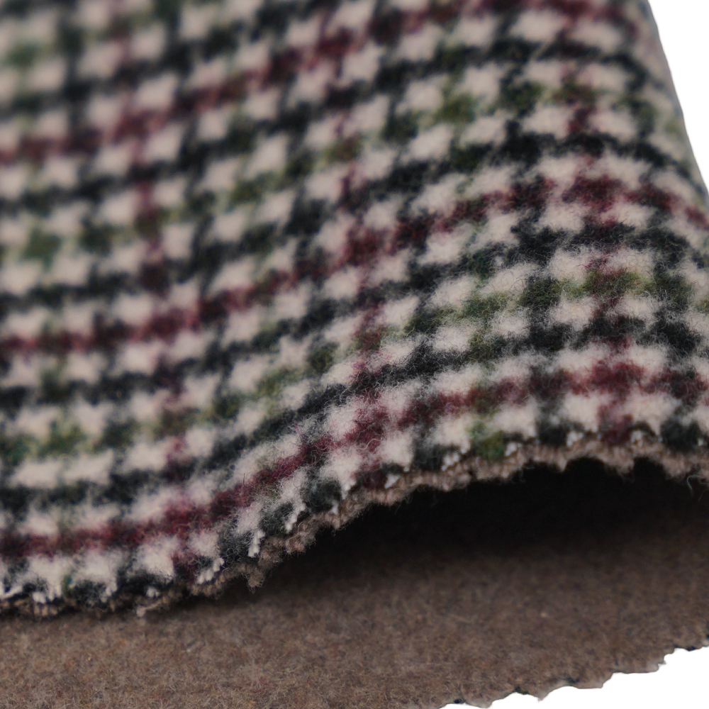 20% Lã, 70% Poliéster, 10% Outras Fibras, 800G/M, Verificação de Cores, Tecido de Veludo Dupla Face, ML-4400-3