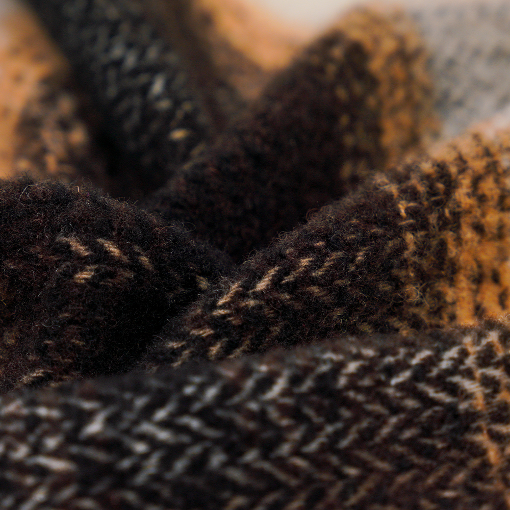 40% Lã, 60% Poliéster, 540G/M, Preto e Branco, Tecido Círculo Tweed, ML-8021071