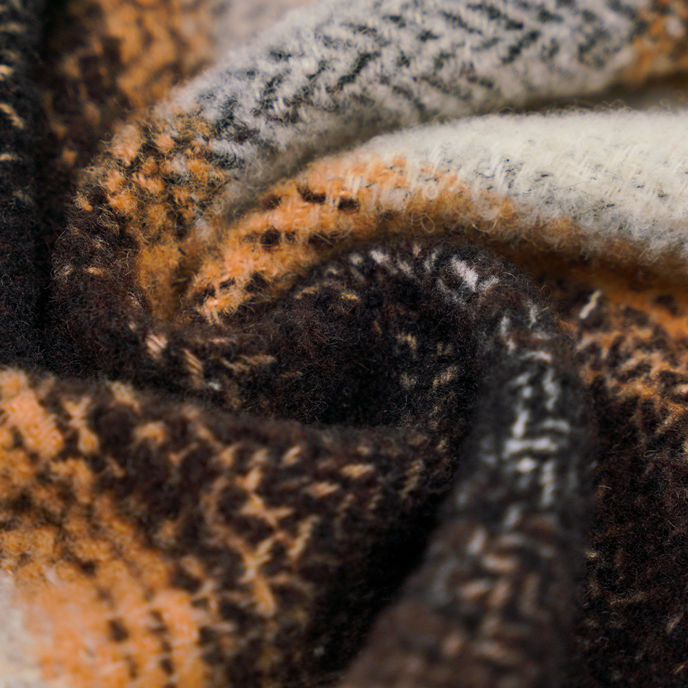 40% Lã, 60% Poliéster, 540G/M, Preto e Branco, Tecido Círculo Tweed, ML-8021071