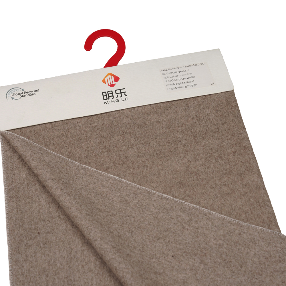 55% Lã, 40% Poliéster, 5% Outras Fibras, 620G/M, Pasta de Feijão, Revestimento de Face Única, Tecido ML-249-5520